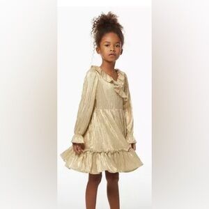 NWT Metallic Plisse Faux Wrap Dress by Janie & Jack Size 2